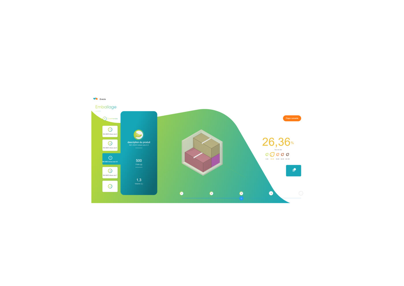Evecia - Taux de vide colis - ITinSell Software